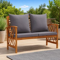 Compact 119cm Outdoor Garden Bench with Cushions