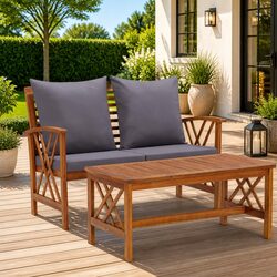 Concise 2-Piece Outdoor Lounge Set: Bench & Table