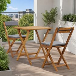 Efficient 3 Piece Grey Bistro Set with Cushions