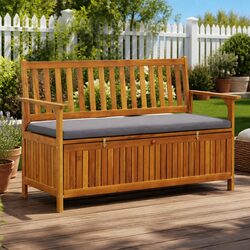 120cm Garden Storage Bench with Grey Finish