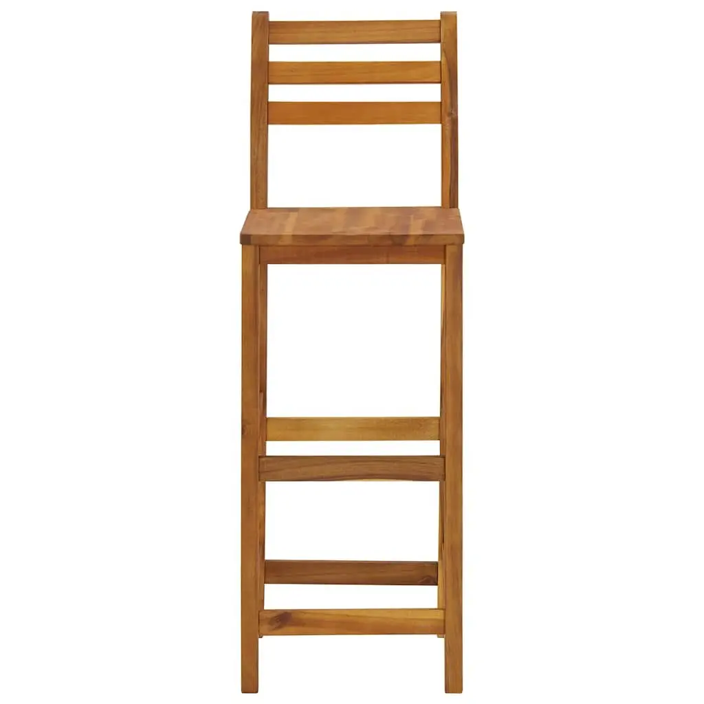 Solid Acacia Wood Bar Stools Brown 4 Piece Sturdy Construction Indoor Outdoor Seating