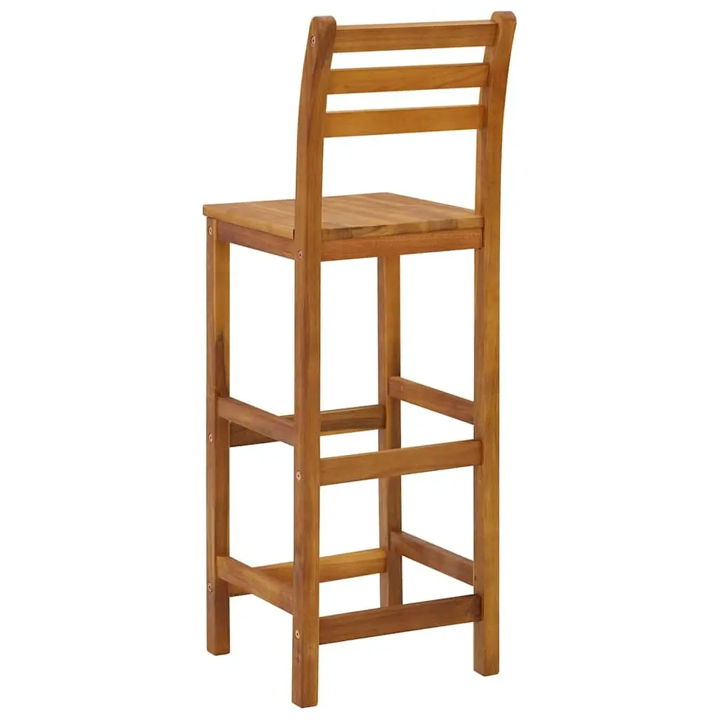 Solid Acacia Wood Bar Stools Brown 4 Piece Sturdy Construction Indoor Outdoor Seating