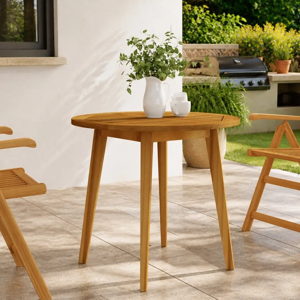 85cm Round Garden Table in Solid Acacia Wood