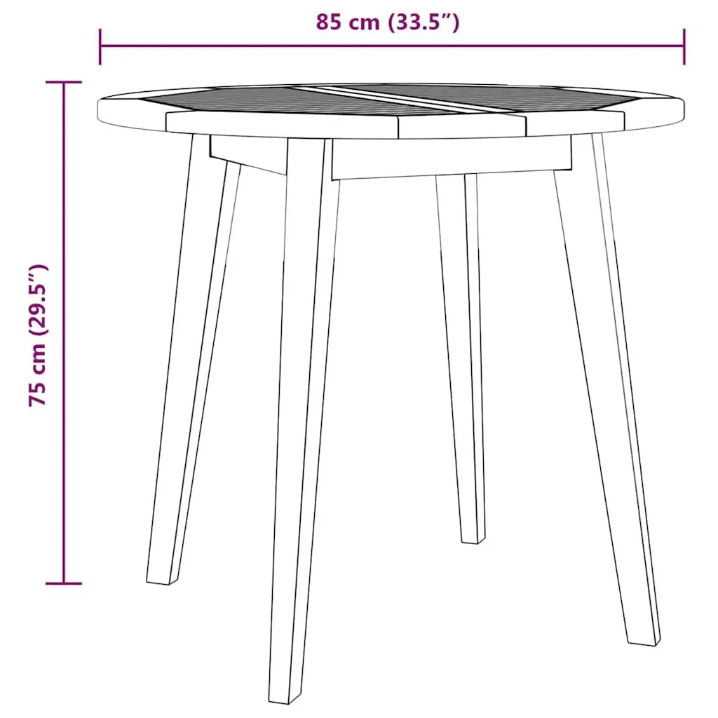 85cm Round Garden Table in Solid Acacia Wood