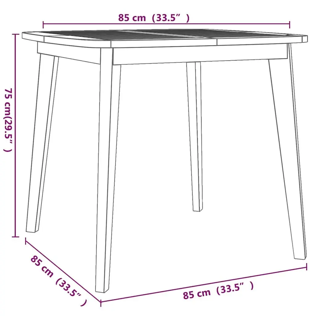 Garden Table Brown 85x85x75cm Solid Wood Acacia Slatted Top