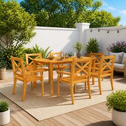 Compact and Stylish Acacia Wood Outdoor Dining Table