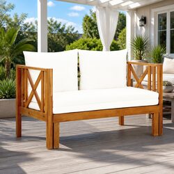 Acacia Wood 2-Seater Bench Daybed