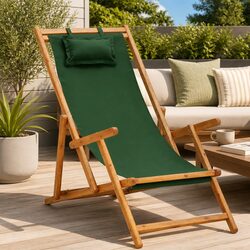 Concise Green Folding Beach Chair for Outdoors