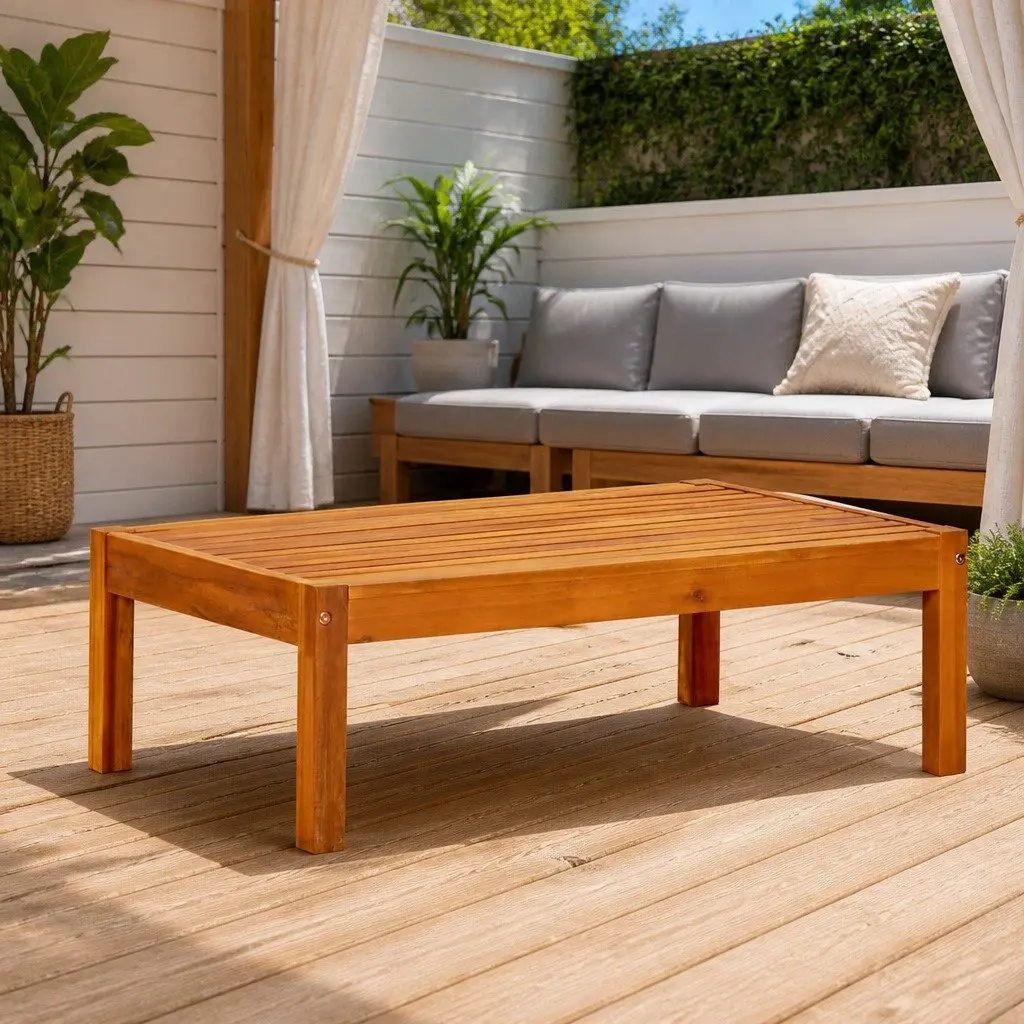 Garden Table Brown 85x57x29cm Solid Acacia Wood Sturdy Durable Construction