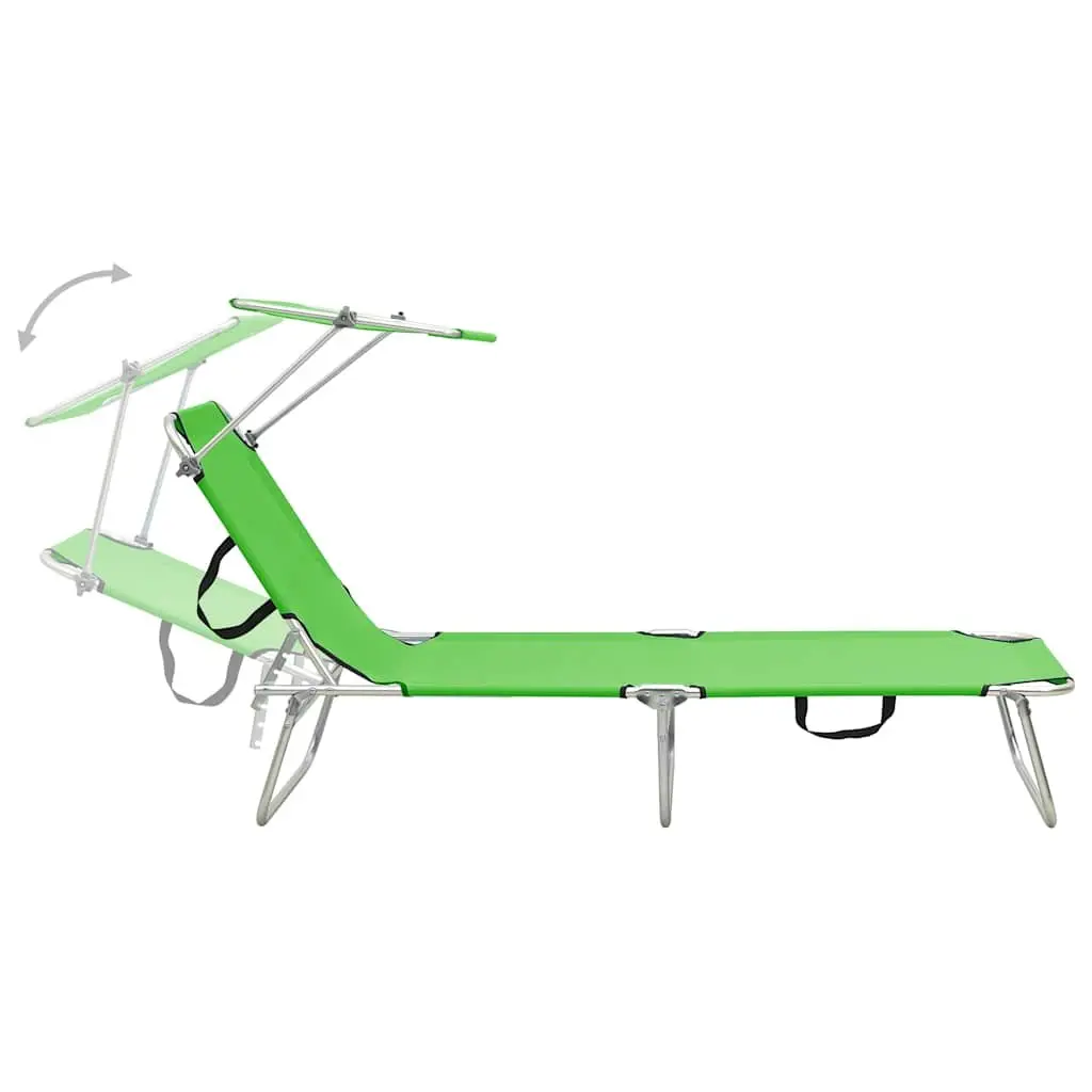 Sun Lounger with Adjustable Canopy and Backrest