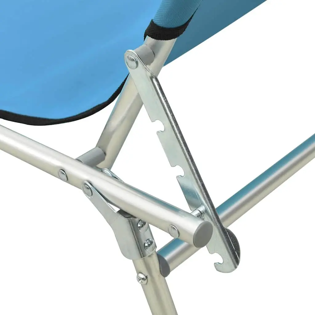 Folding Sun Lounger with Adjustable Canopy Steel Frame Outdoor Sunbed Turquoise