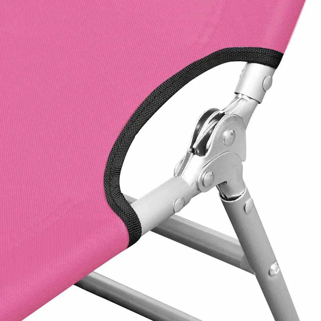 Sun Lounger Folding Daybed Adjustable Backrest Head Cushion Outdoor Garden Beach