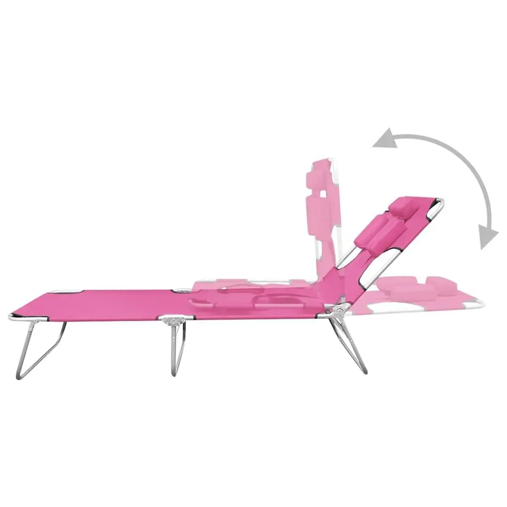 Sun Lounger Folding Daybed Adjustable Backrest Head Cushion Outdoor Garden Beach