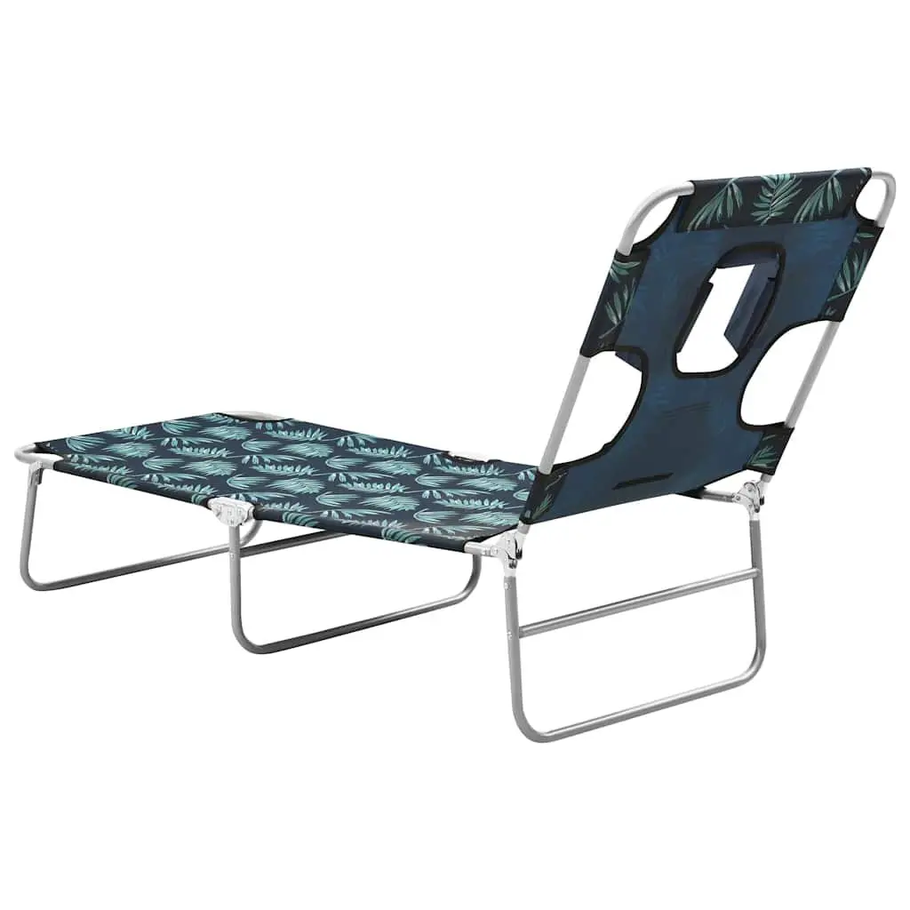 Folding Sun Lounger Green Adjustable Backrest Head Cushion Smooth Fabric