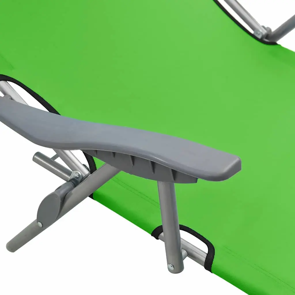 Sun Lounger Green Adjustable Backrest Foldable with Canopy