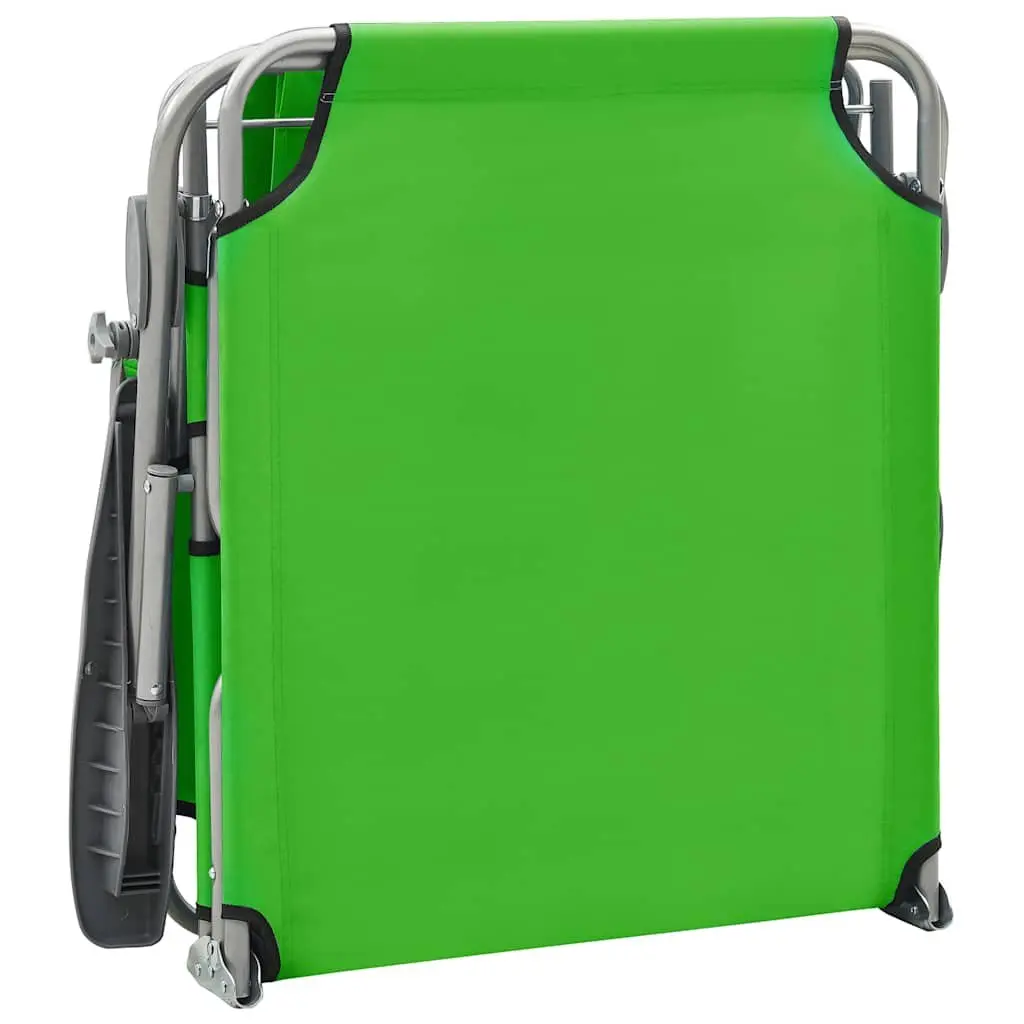 Sun Lounger Green Adjustable Backrest Foldable with Canopy
