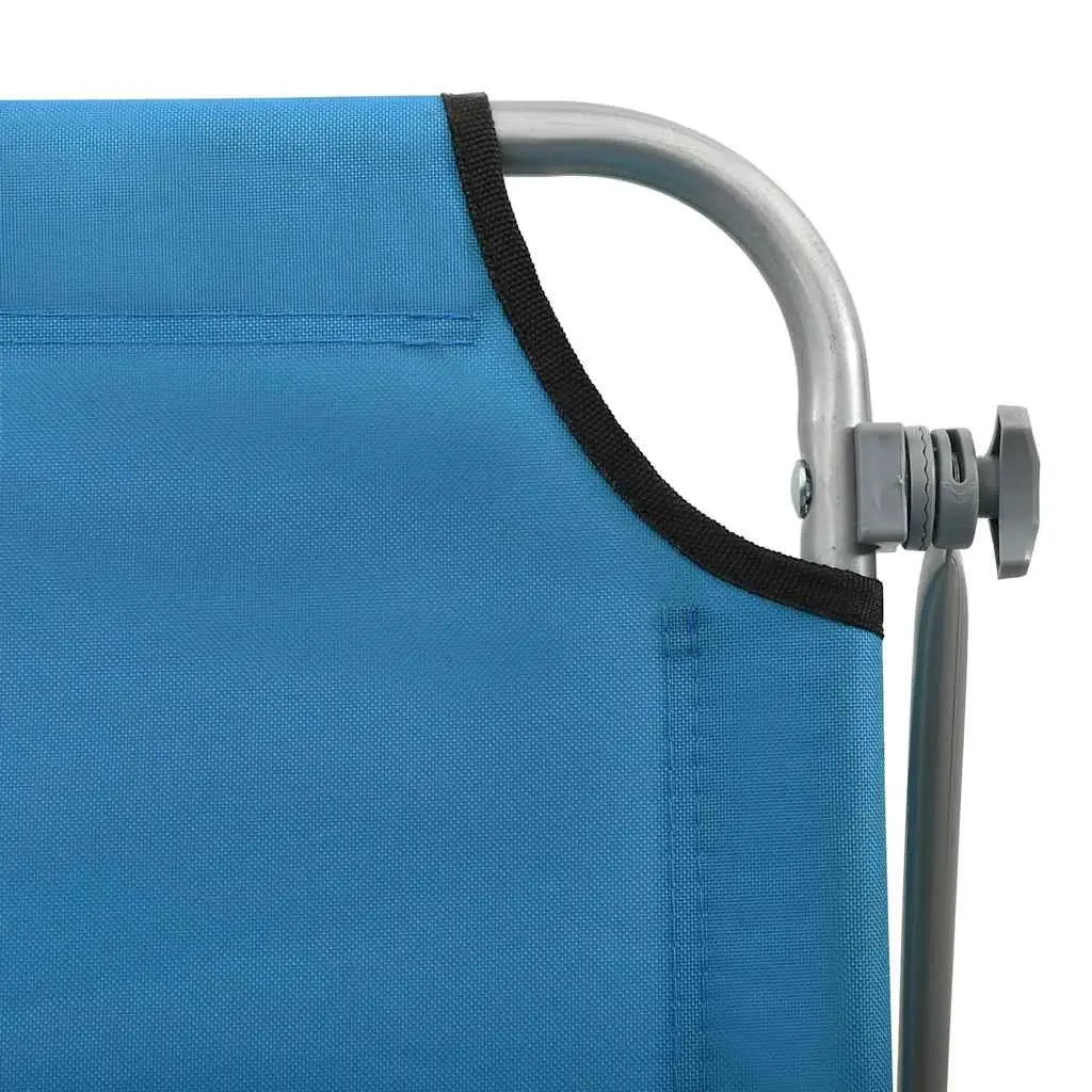 Sun Lounger Blue Foldable Adjustable Backrest Canopy for Garden Patio Beach