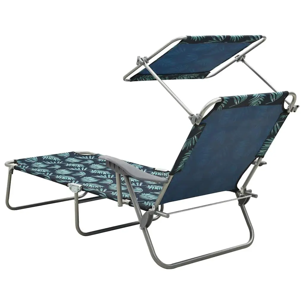 Sun Lounger Green Adjustable Backrest Foldable with Canopy