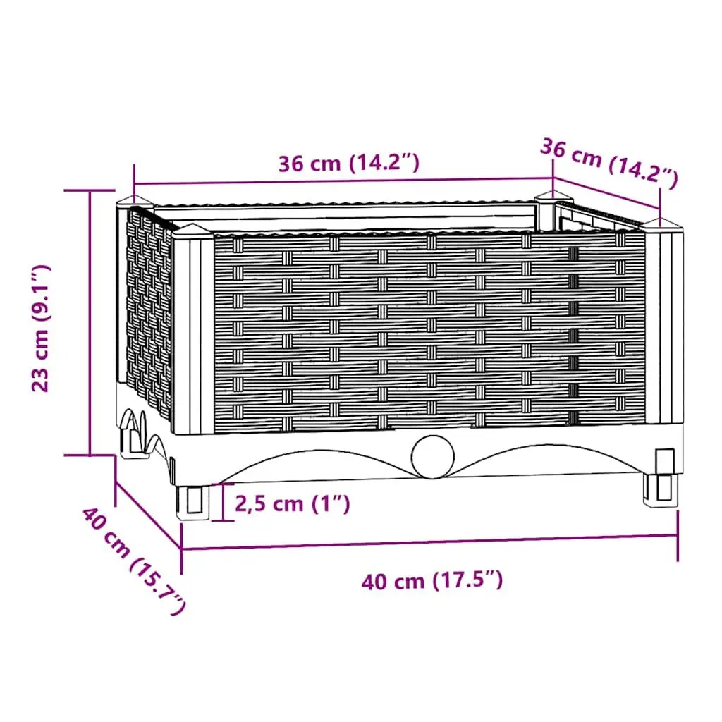 Raised Garden Bed Planter Grey 40x40x23cm Sturdy Polypropylene Outdoor Use