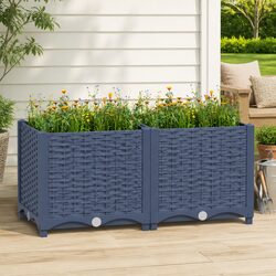 Raised Garden Bed Planter 80x40x38cm Polypropylene Grey Outdoor Pots