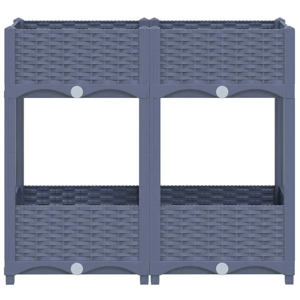 Raised Garden Bed Planter Grey 80L x 40W x 71H cm with 2 Shelves for Organized Plant Display