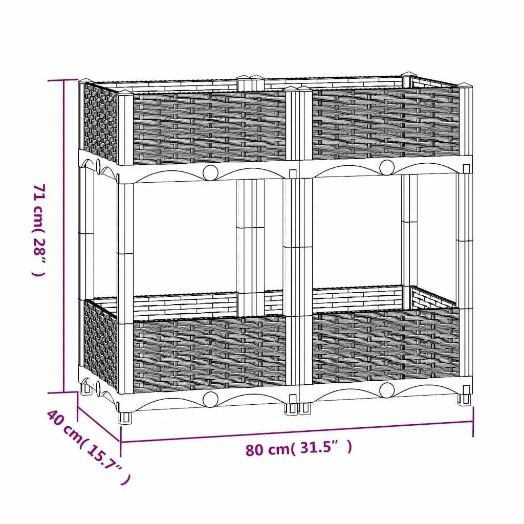 Raised Garden Bed Planter Grey 80L x 40W x 71H cm with 2 Shelves for Organized Plant Display