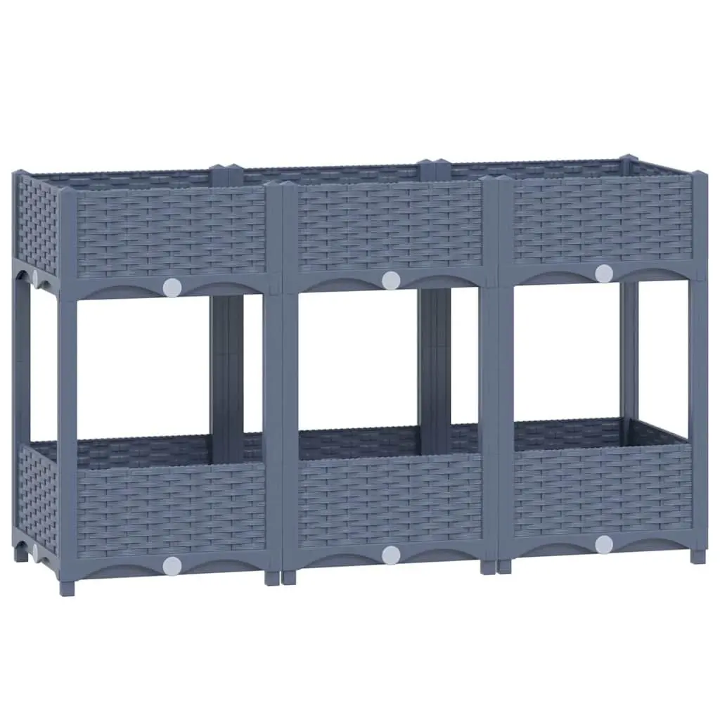 Raised Garden Bed Planter Grey 120x40x71cm Two Shelf Outdoor Growing Container