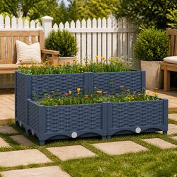 Compact Grey Raised Garden Bed Planter 80x80x38cm