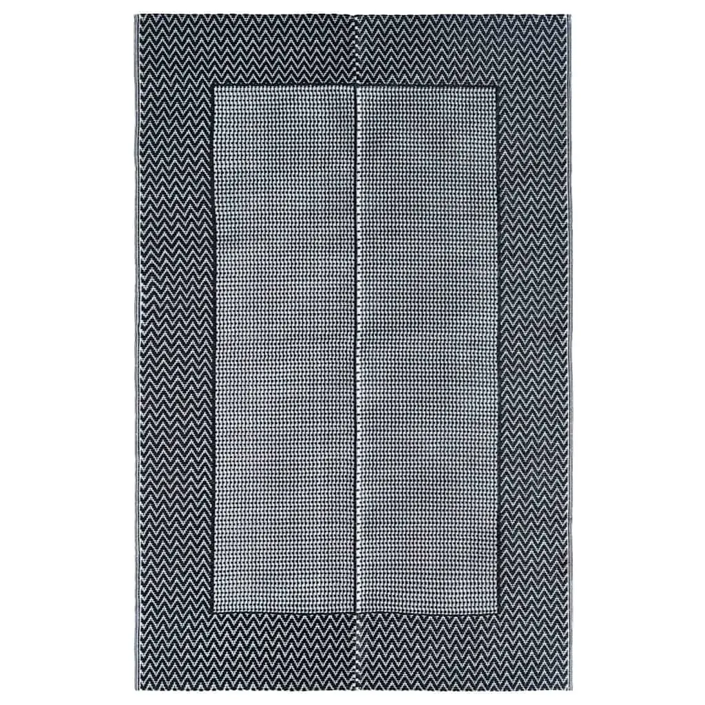 Outdoor Rug Grey 160x230 cm Double Layer Jacquard Pattern Soft Surface Suitable for Patios Balconies Terraces Garden Decor