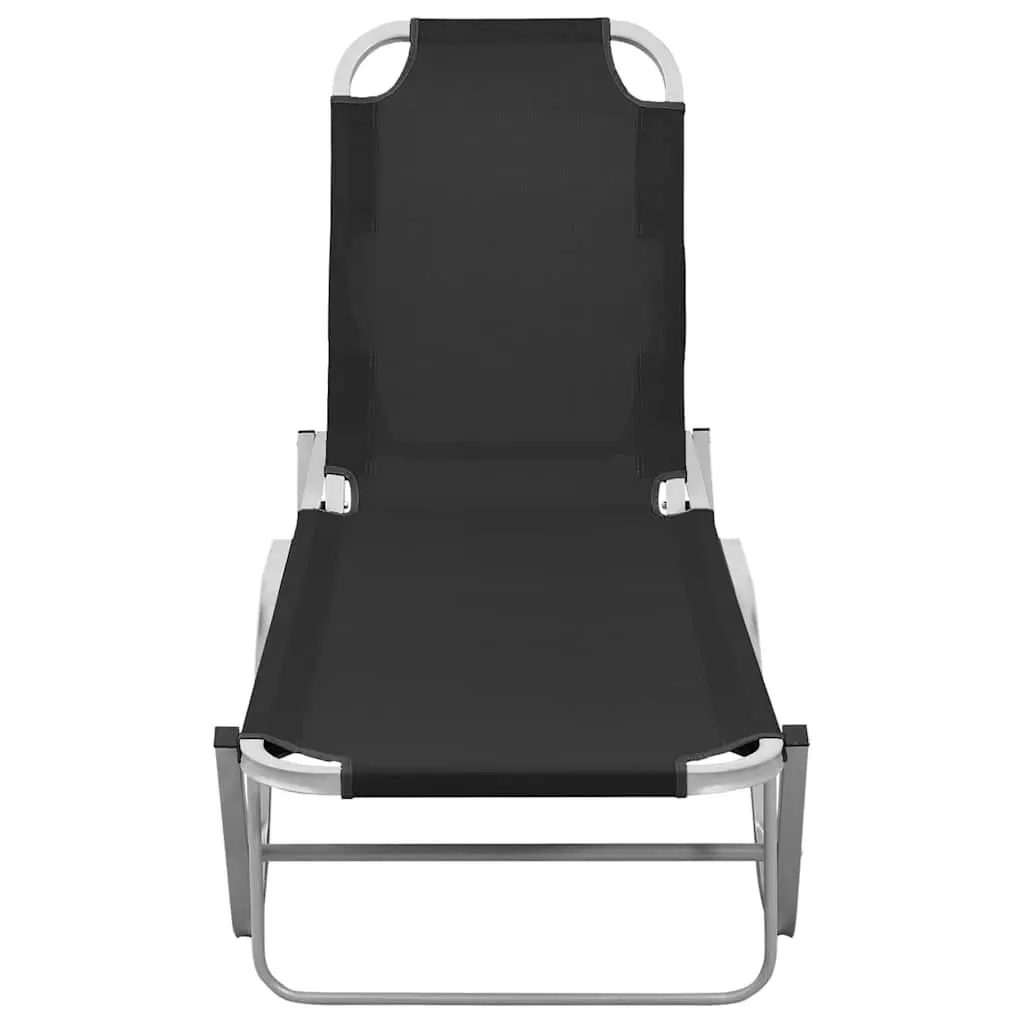 Sun Lounger Black Adjustable Reclining Chair Outdoor Seating