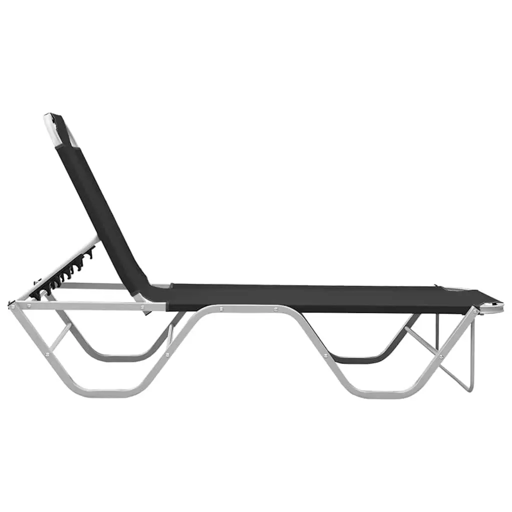 Sun Lounger Black Adjustable Reclining Chair Outdoor Seating