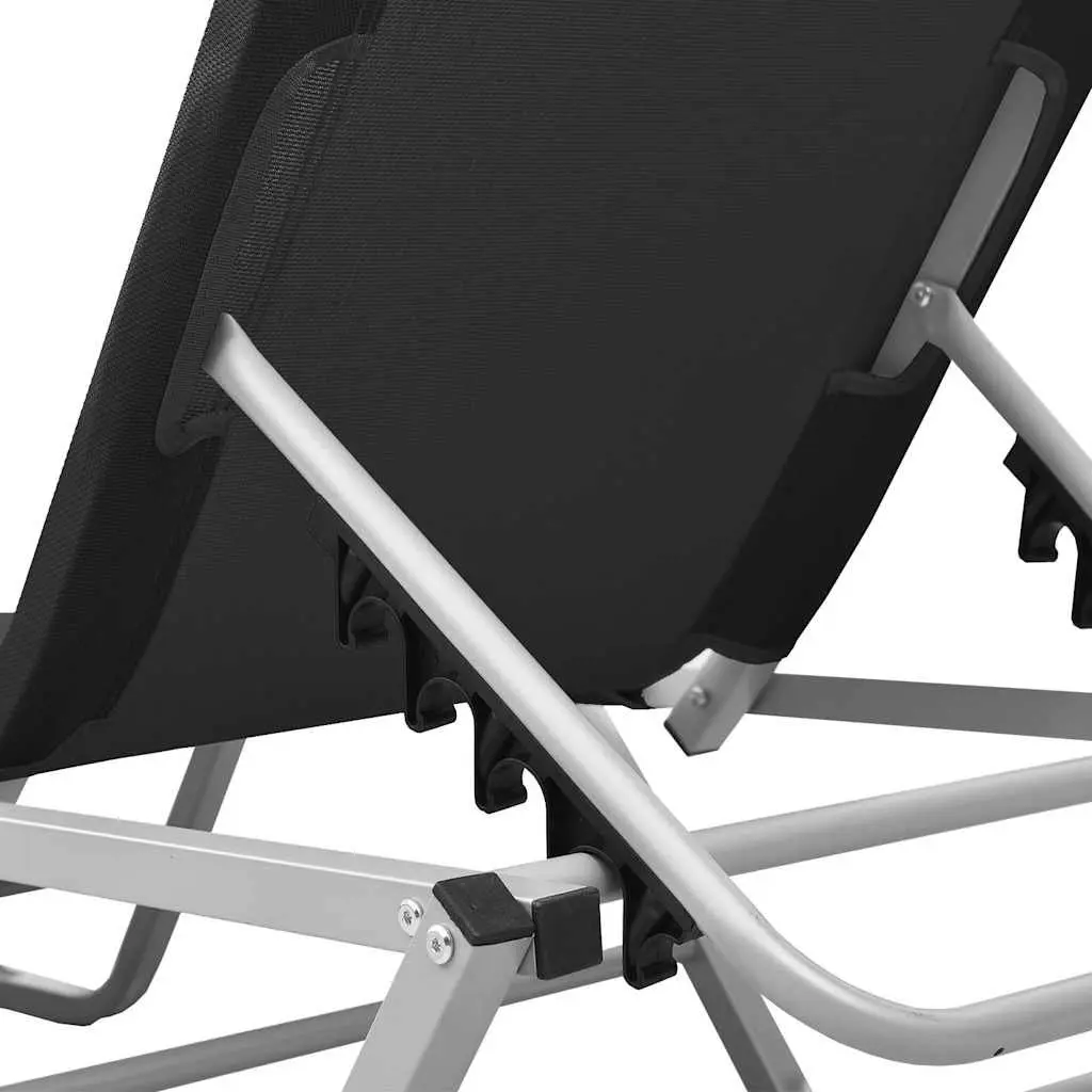 Sun Lounger Black Adjustable Reclining Chair Outdoor Seating