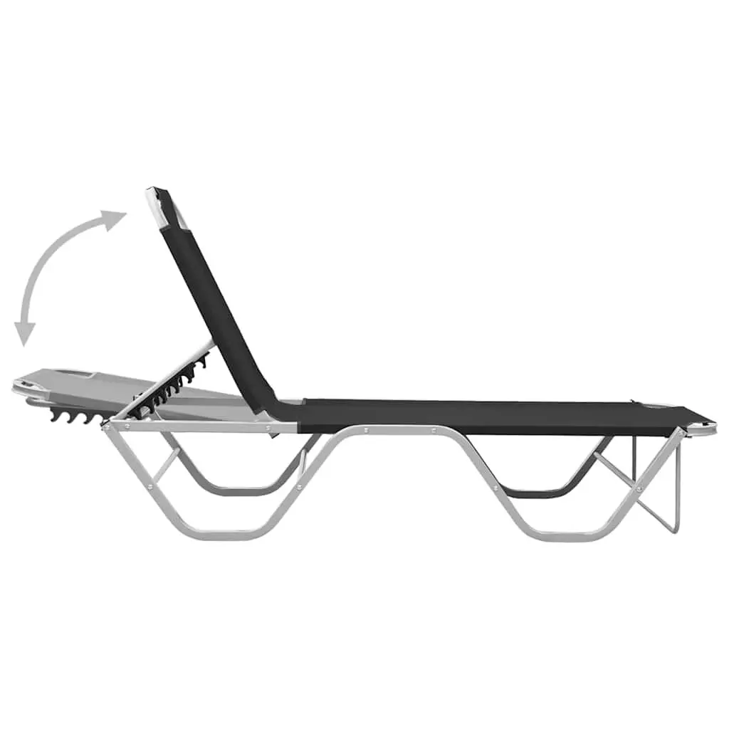 Sun Lounger Black Adjustable Reclining Chair Outdoor Seating