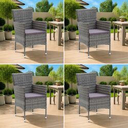 Grey Rattan Outdoor Chairs Set of 4 - Comfortable Design