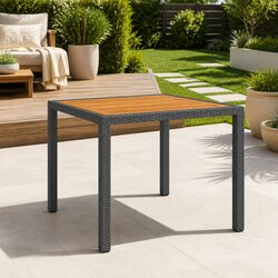 Outdoor Garden Table Black 90x90x75cm Poly Rattan Patio Furniture