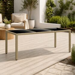Outdoor Garden Table with Stylish Tempered Glass Top