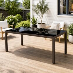 Concise and Sturdy Garden Table with Glass Top