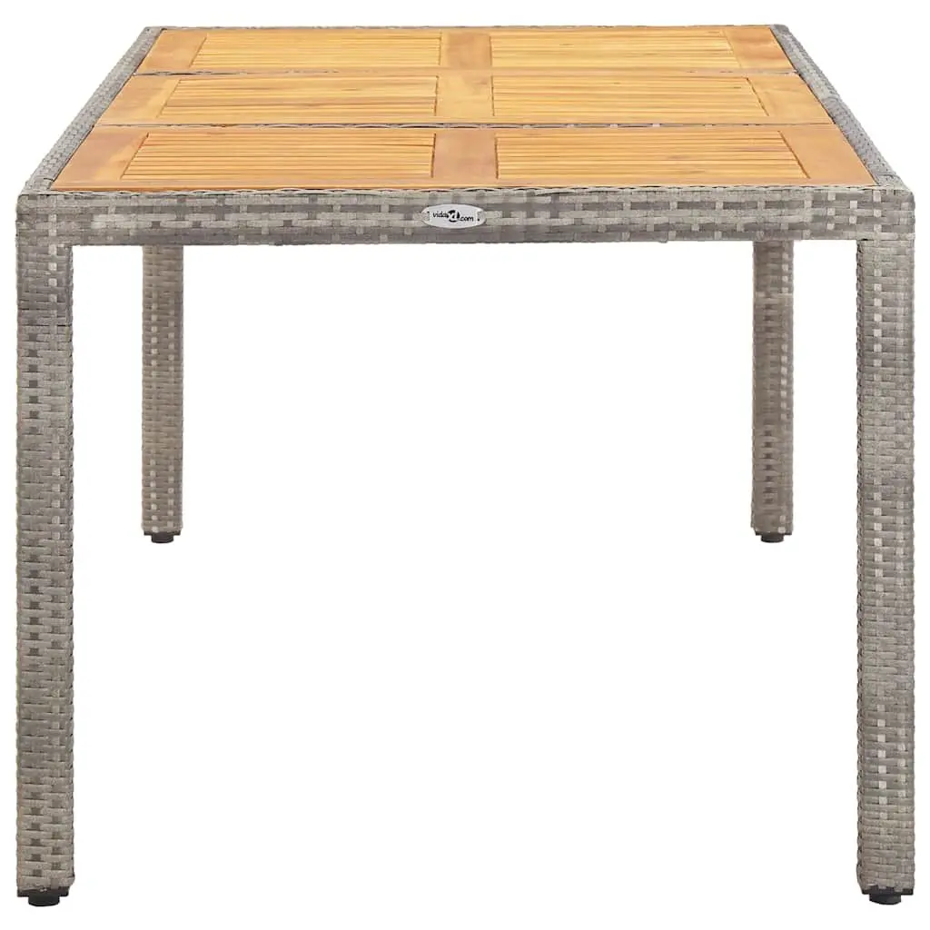 Garden Dining Table Grey 190x90x75cm Outdoor Rattan Acacia Wood Patio Furniture