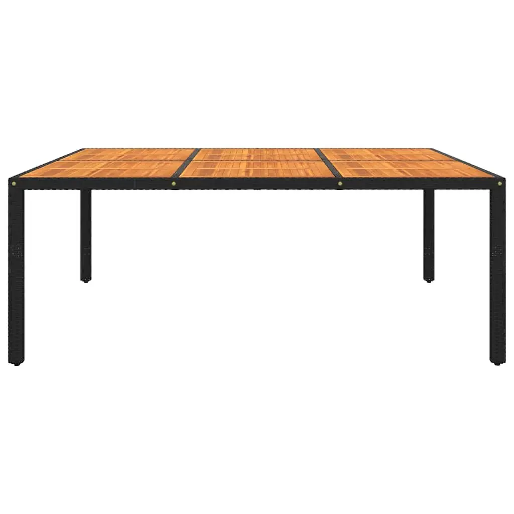 Outdoor Garden Table Black 200x150cm Acacia Wood Poly Rattan Patio Furniture