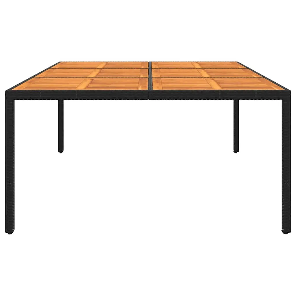 Outdoor Garden Table Black 200x150cm Acacia Wood Poly Rattan Patio Furniture