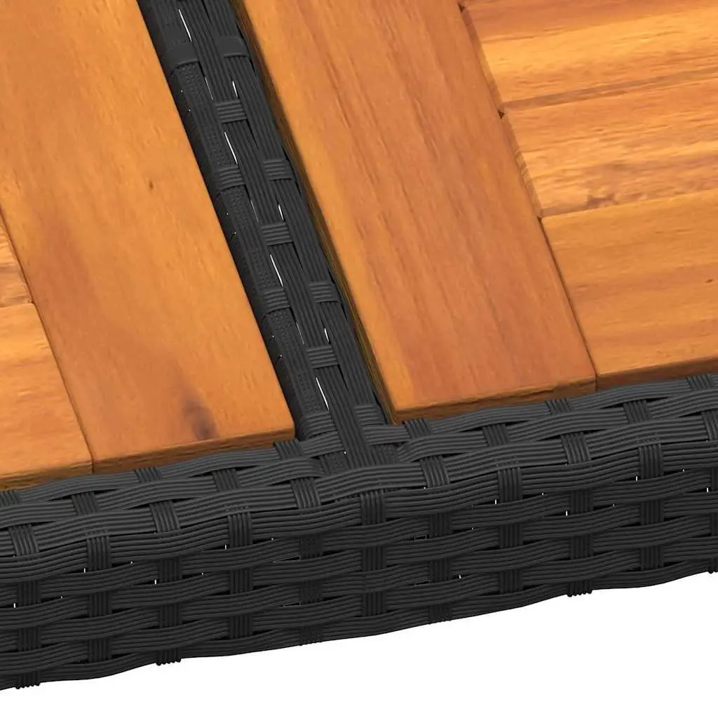Outdoor Garden Table Black 200x150cm Acacia Wood Poly Rattan Patio Furniture