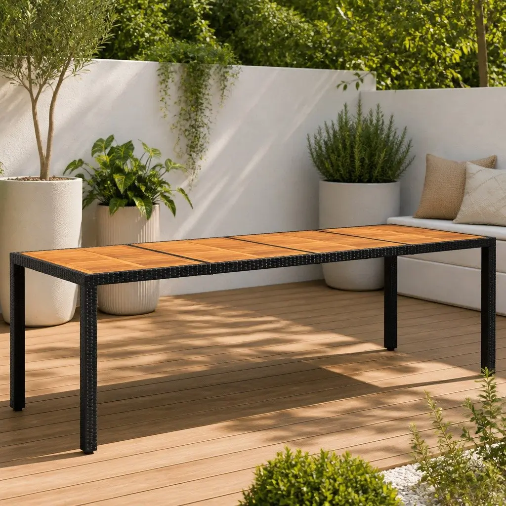 Garden Table with Acacia Wood Top
