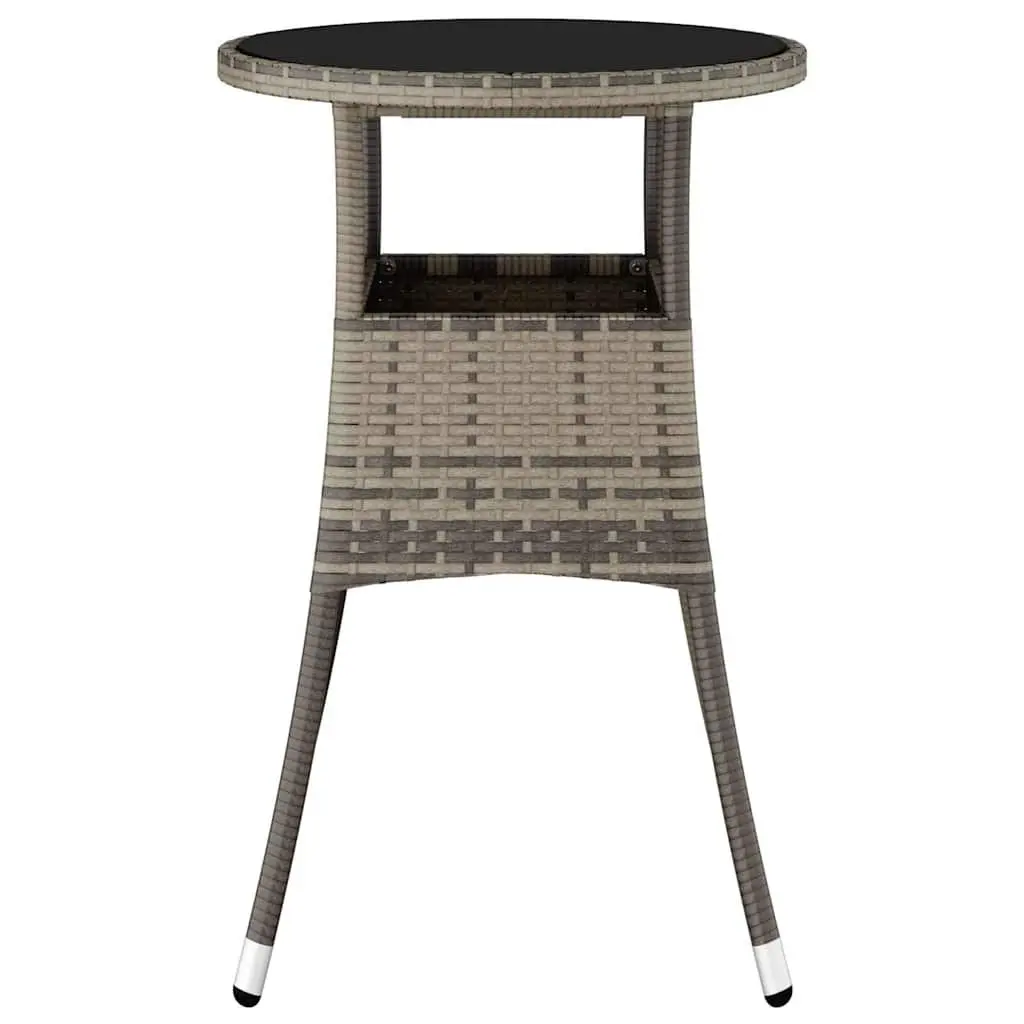 Garden Table Outdoor Patio Furniture Tempered Glass Top Poly Rattan Grey 60cm