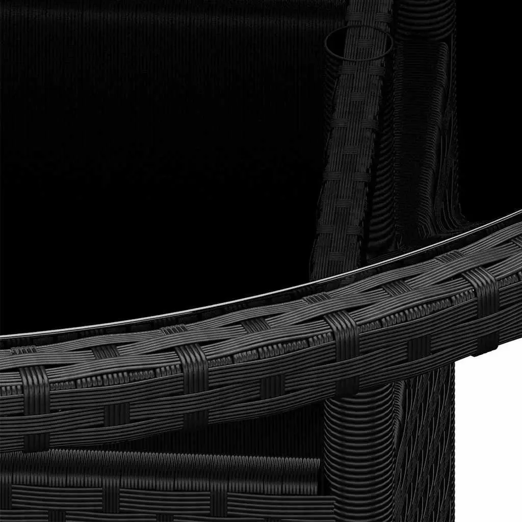 Garden Table Black 80cm Round Tempered Glass Top Poly Rattan Frame