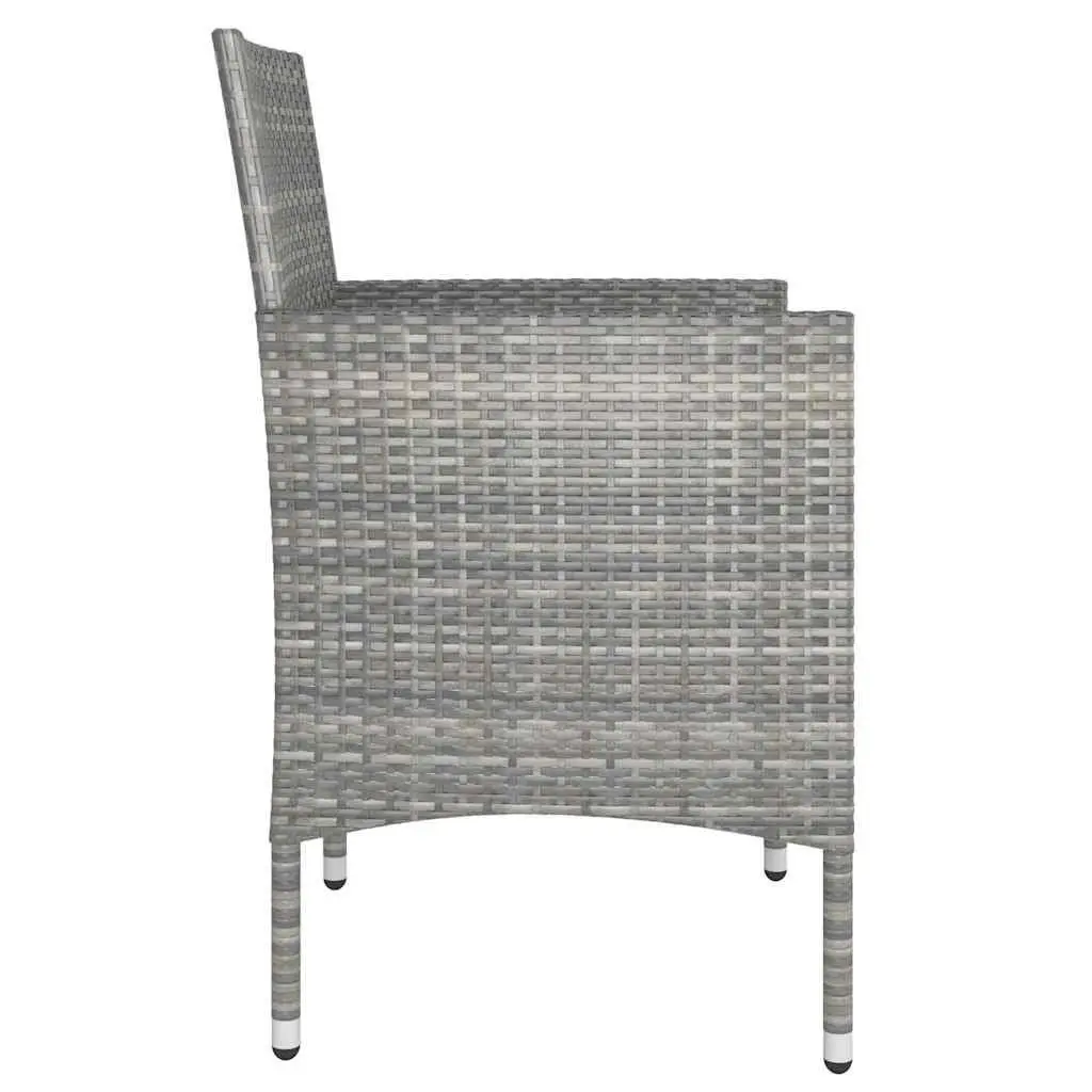 4-Piece Outdoor Garden Chair and Stool Set Grey Patio Furniture Rattan
