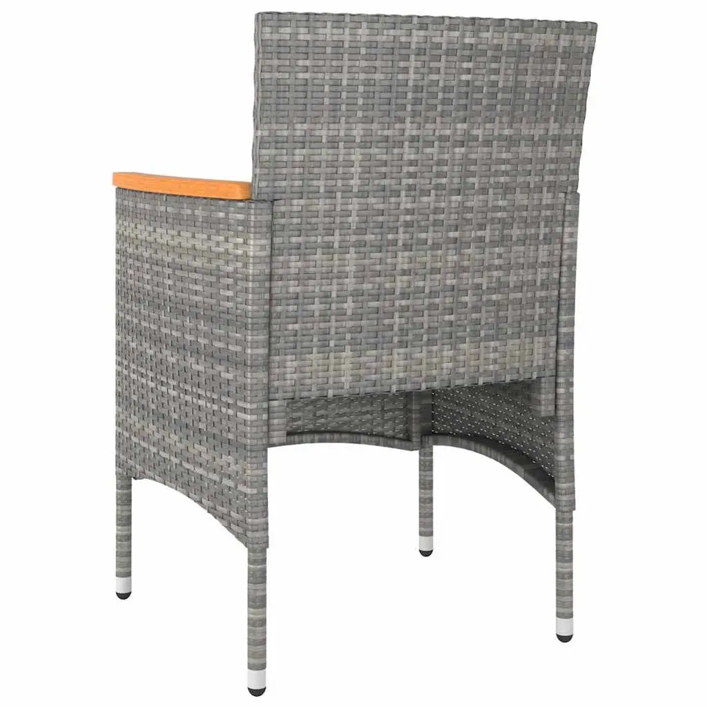 4 Piece Garden Chair and Stool Set Grey Rattan Outdoor Patio Furniture with Cushions