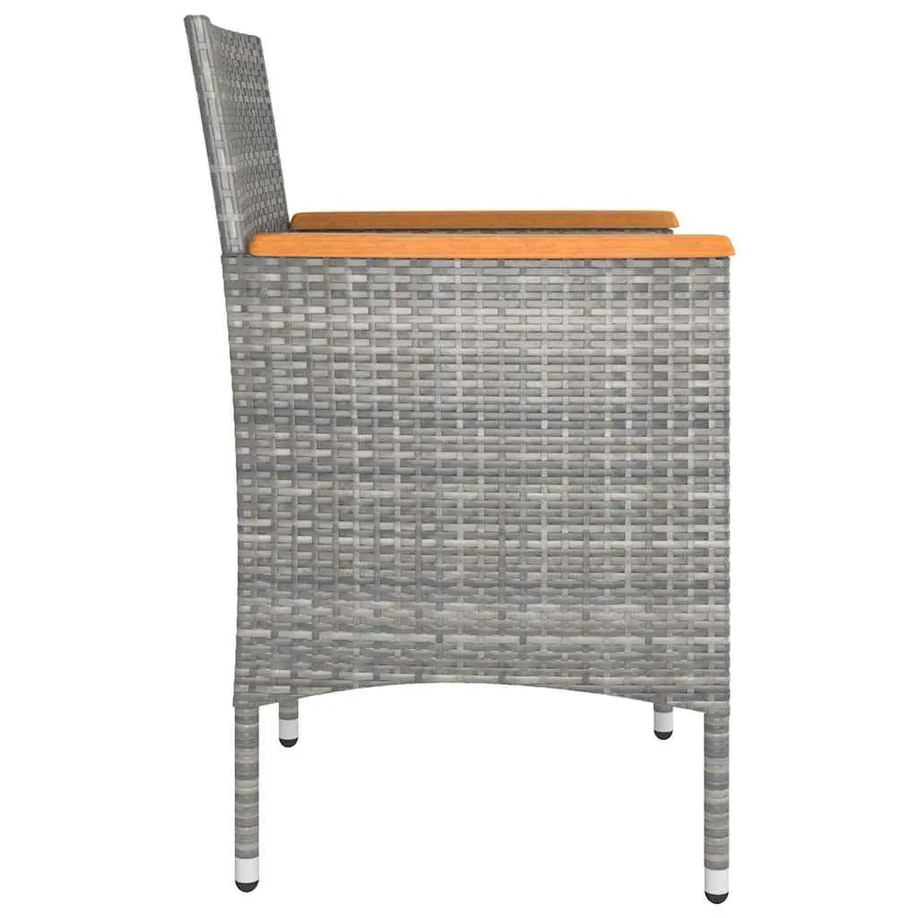 4 Piece Garden Chair and Stool Set Grey Rattan Outdoor Patio Furniture with Cushions