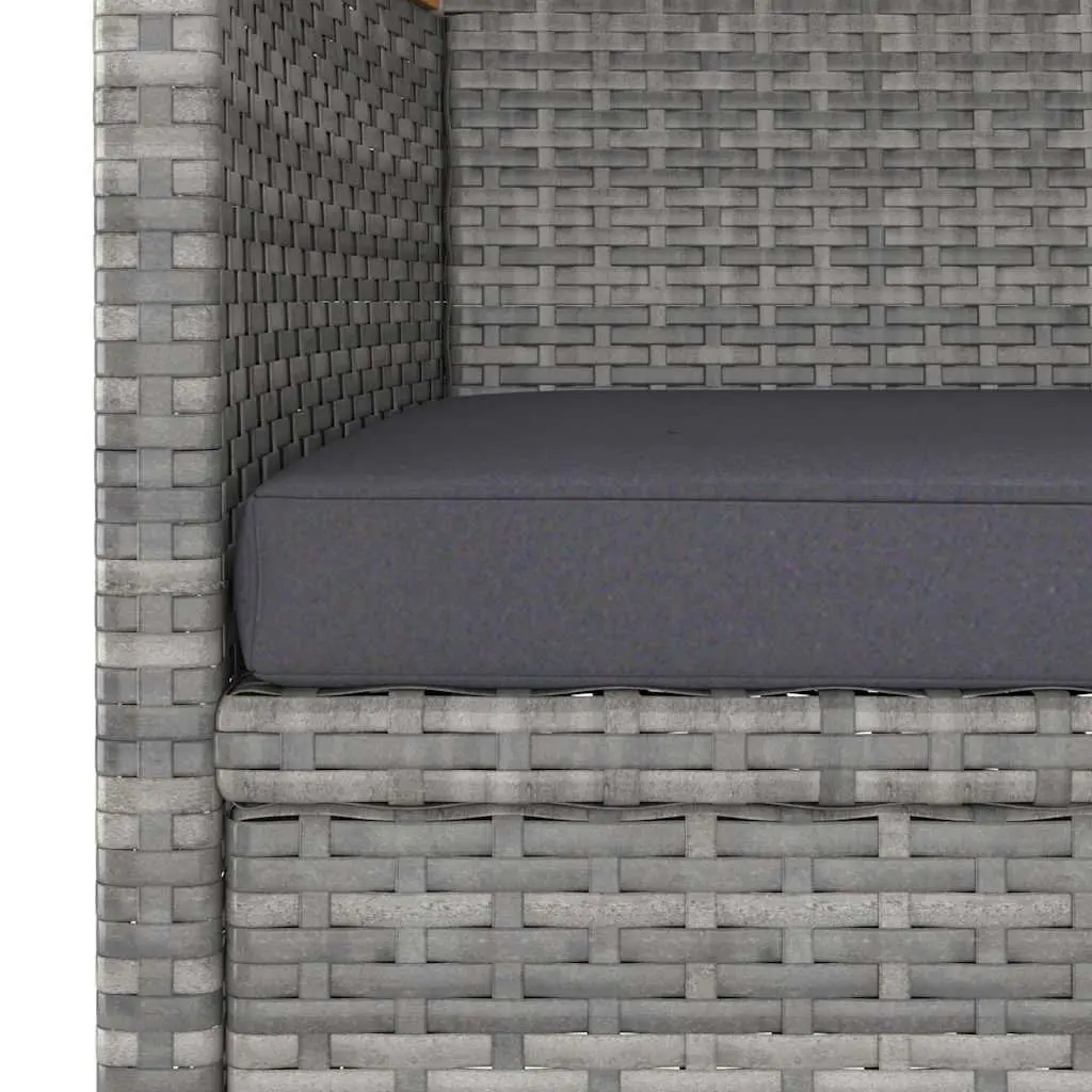 4 Piece Garden Chair and Stool Set Grey Rattan Outdoor Patio Furniture with Cushions