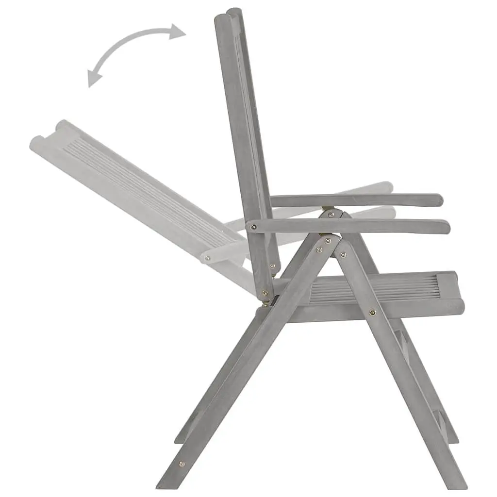 Outdoor Reclining Chairs Set Grey 3 Piece Adjustable Backrest