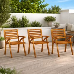3 Wooden Outdoor Chairs – Compact and Functional